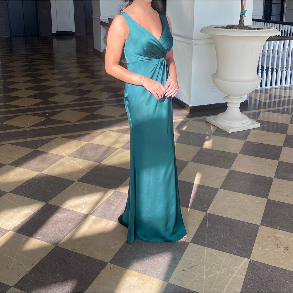 Blair EMERALD satin bridesmaid dress- Revelry